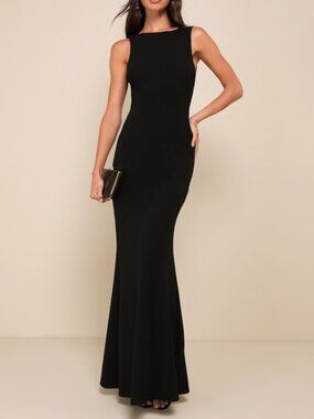 Lulus Love In Your Eyes Black Knotted Mermaid Maxi Dress - Size M